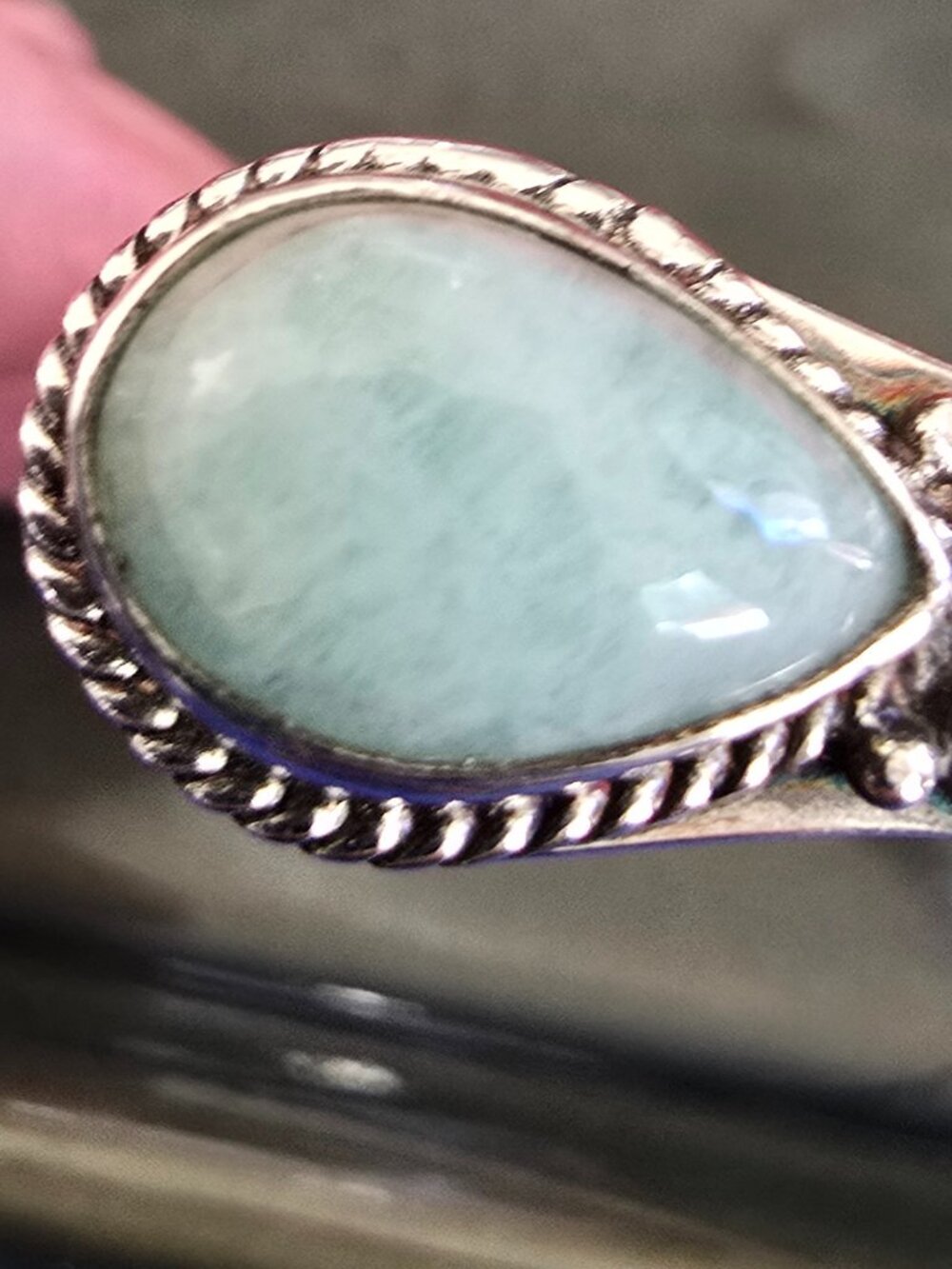 925 Sterling Silver Amazonite Cuff Bangle Bracelet | Boho Artisan - Picture 5 of 13
